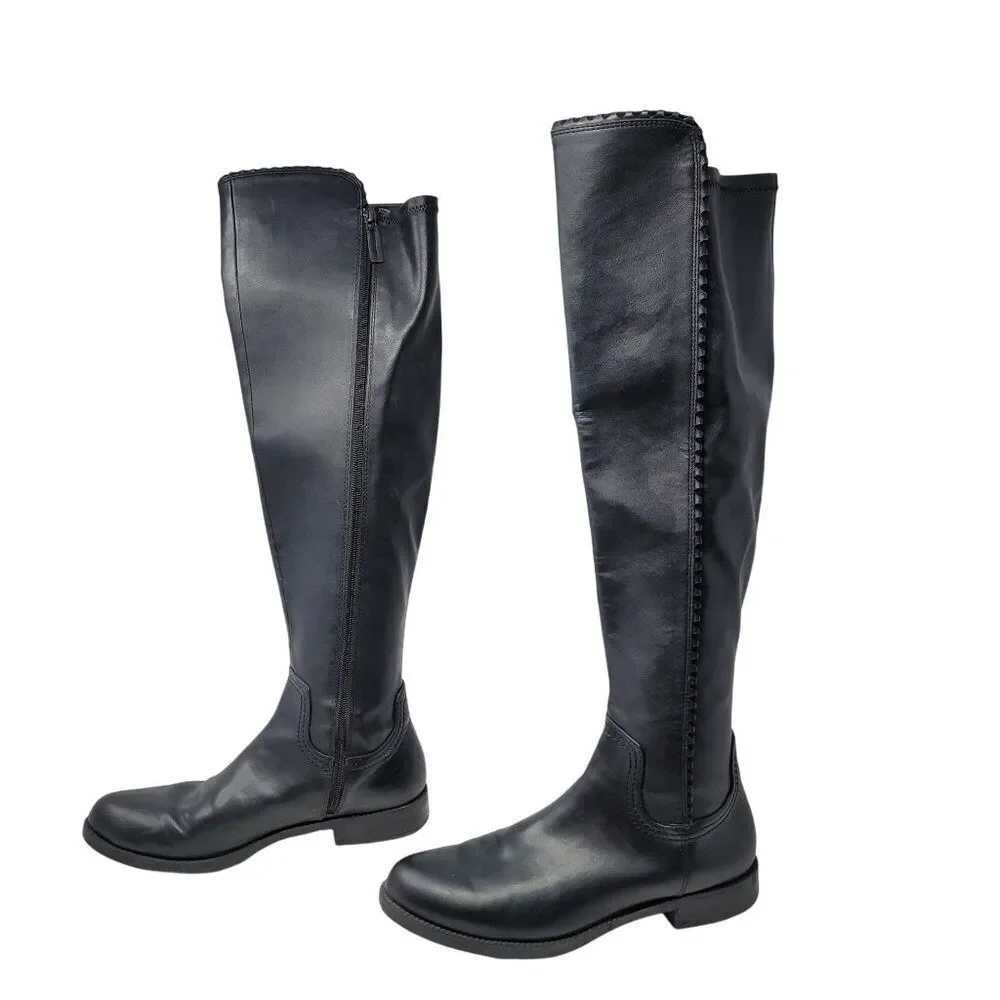 Franco Sarto Vegan L-Charlotte Womens Black Over The‎ Knee Boots 9.5 Equestrian
